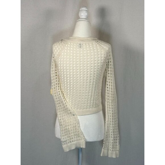 Wild Fable Womens S  Knit Floral Embellished Sweater White Multicolor Cotton Ble - Picture 4 of 7